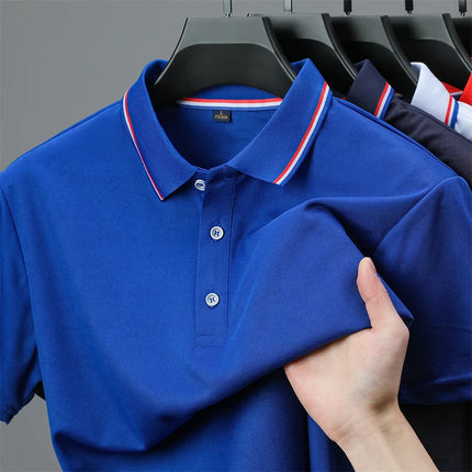 Men's Casual Solid Color Short Sleeve Polo Shirt Summer 2025 Fashionable Comfortable Versatile Top for Men