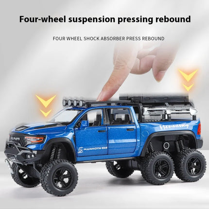 1:32 Dodge Tyrannosaurus Rex RAM 1500 TRX 6*6 Warlord Alloy Miniature Car Diecast Metal Scale Model Sound ＆ Light Kid Toy Car