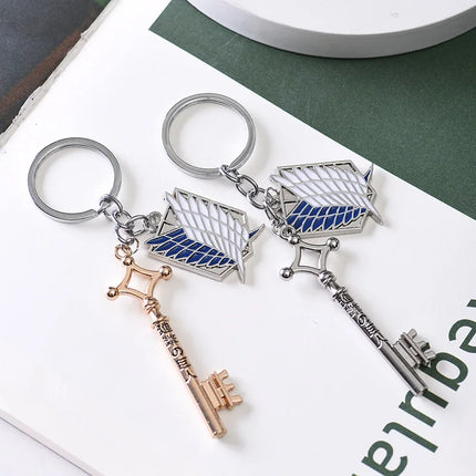 Anime Attack On Titan Keychain Shingeki no Kyojin Scouting Legion Emblem Pendant Key Chain for Women Men Cosplay Jewelry Gift