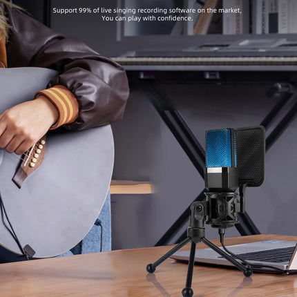 Gaming Computer Professional Condenser Microphone Mic PC Laptop USB Wired Live Streaming Podcast Studio Mike Kit Gamer Karaoke