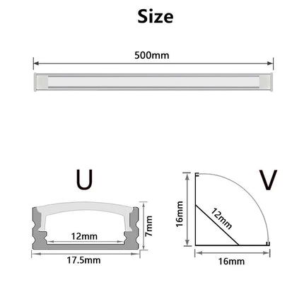 LED aluminum rigid light bar DC12V 50CM 20 inch U/V-shape 5730 36LEDs LED aluminum channel Home decoration lighting