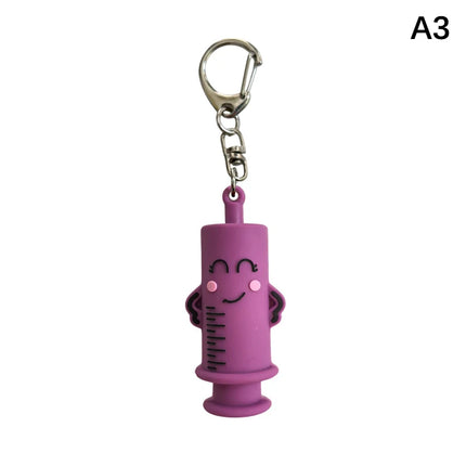 1PC Syringe-Shaped Ampoule Bottle Opener Keychain Rubber Cutter Aid Medication Vial Breaker Tool For Home Nurses And Doctors