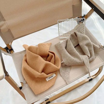 Korean Wool Triangle Scarf for Baby Warm Thick Cashmere Scarves Kids Toddler Simple Knitted Neckerchief