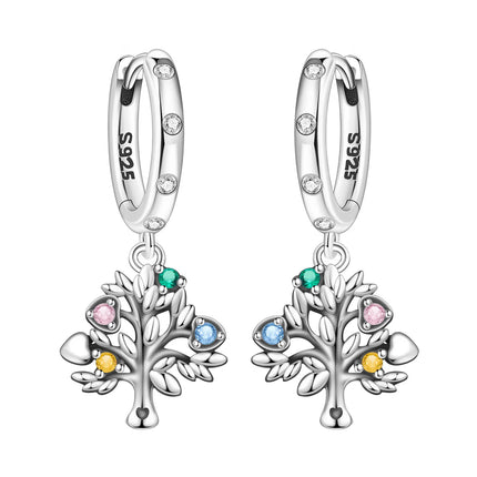 Hot Sale Original 925 Sterling Silver Zircon Pink Paw Print Earrings Heart Flower Leaf Design Women Party Jewelry Gift Ear Loops