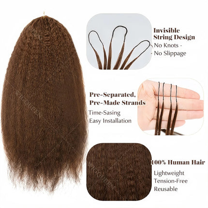 Kinky Straight Crochet bundles Human Hair Extensions 5pack/300g Miracle Knots #4 Chocolate Brown Yaki Straight Feather Bulk Hair