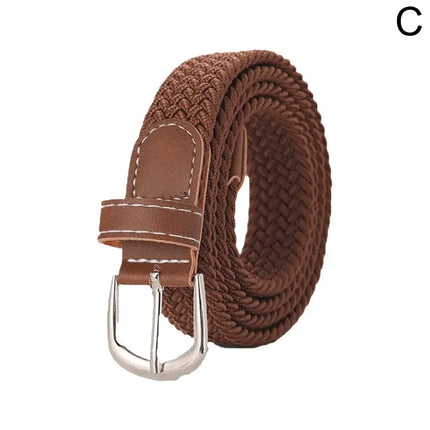 120-130cm Casual Knitted Pin Buckle Men Belt Woven Canvas Elastic Expandable Braided Stretch Belts For Women Jeans Female B D1g1
