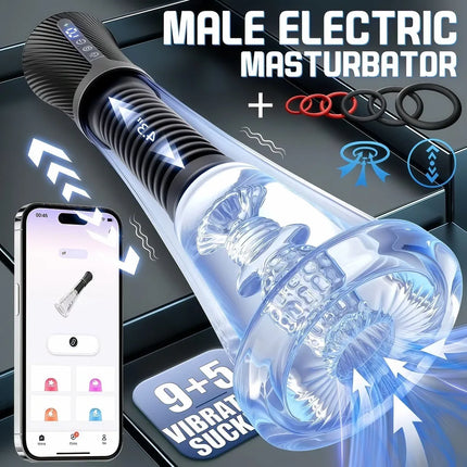 Male Masturbator APP Control Penis Pump Transparent Visual Male Sex Toys for Men Vibrating Spring Power Suction Masturbation 18+