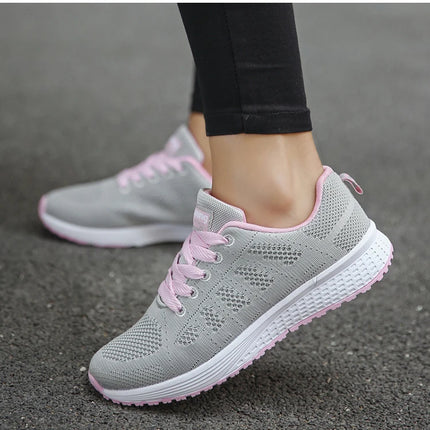 Women's Sneaker 2025 New Fashion Breathable Trainers Comfortable Sneakers Mesh Fabric Lace Up Women's Tennis Shoes For Women
