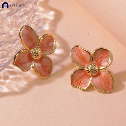 New Temperament Flower Earrings for Women Girls Sweet Korean Fashion Gold Color Crystal Zircon Party Accessories
