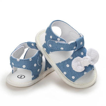 0-18 months cute baby shoes summer small fresh blue bow princess shoes sandals soft and comfortable soles slip walking shoes