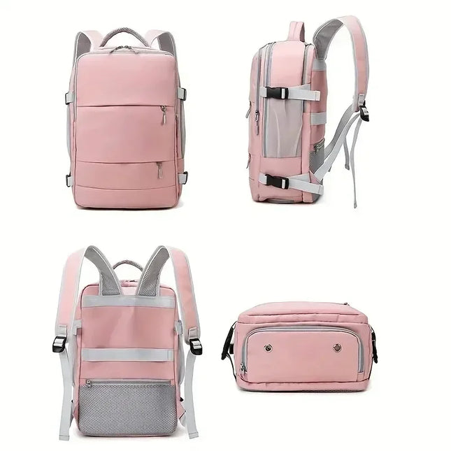 Water-resistant independent shoe compartment backpack with railing, USB interface travel bag, large-capacity storage bag