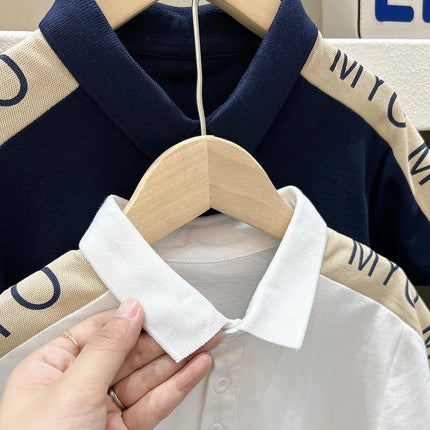 Boys' Summer Short sleeved Polo Shirt 2025 New Style Summer Fashionable Korean Edition Polo Neck T-shirt Trendy