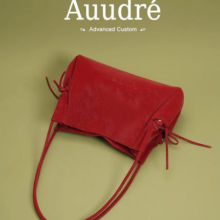 Audre Red Large Capacity Commuter Tote Bag Women's Underarm Fashionable 2026 New Style Soft Handbag Magnetic Buckle Closure