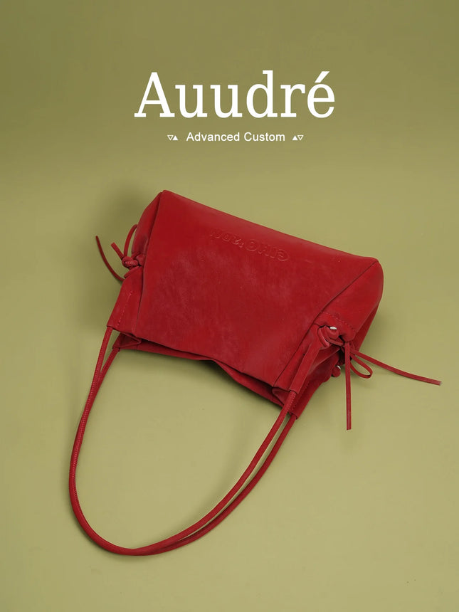 Audre Red Large Capacity Commuter Tote Bag Women's Underarm Fashionable 2026 New Style Soft Handbag Magnetic Buckle Closure