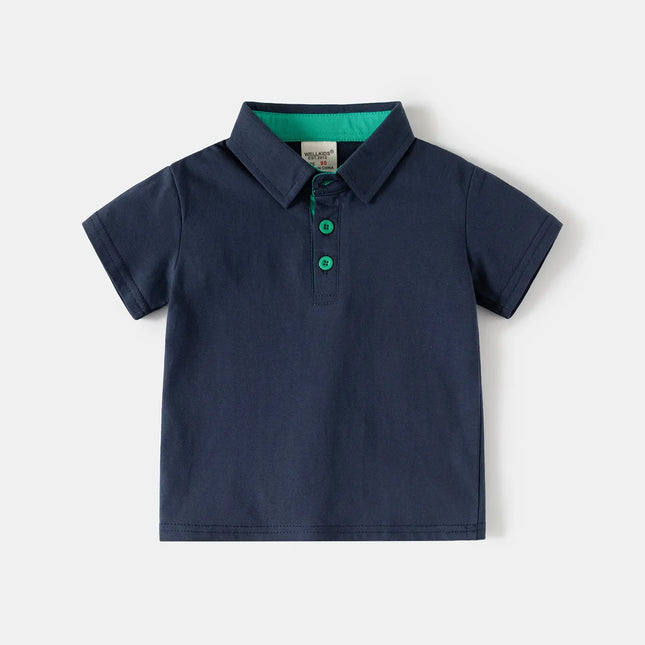 2026 Boys Short Sleeve Polo Shirt 100% Cotton Summer 2-6Y Kids Solid Color Soft and Breathable T-shirt for Children Clothes