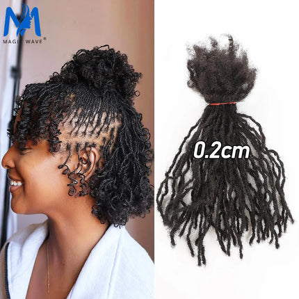 0.1cm-0.2cm Width Sister Locs Extensions Human Hair Curly Tips Permanent Micro Locs Extensions Natural Looking Soft Dreadlocks