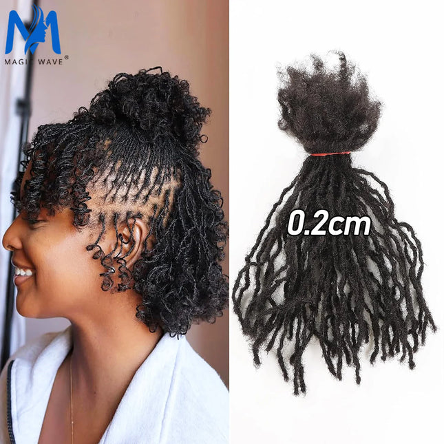 0.1cm-0.2cm Width Sister Locs Extensions Human Hair Curly Tips Permanent Micro Locs Extensions Natural Looking Soft Dreadlocks