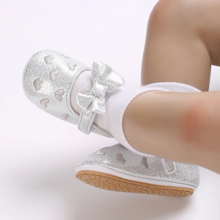 Breathable Newborn Baby Shoes Baby Boy Girl Shoes Girl Classic Bowknot Rubber Sole Anti-slip PU  Toddler Shoes First Walker