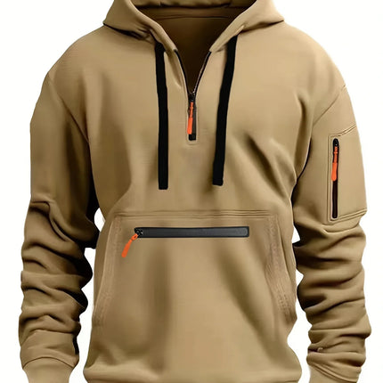 Men's hoodie with armor Men Sweatshirts Spring Thicker Pullover Half Zipper Pullover Male Hoody Sports Autumn Solid Color Coat
