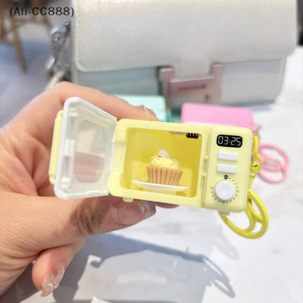 LED Appliance Charm Simulation Microwave Keychain  - Cute Mini Light-Up Kitchen Toy Funny Gift for Food Lovers