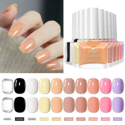 10pcs/set 15ml Water-Based Nail Polish Long Lasting Quick Drying No Need of Lamp to Cure Nail Supplies Vernis for Nails Manicure