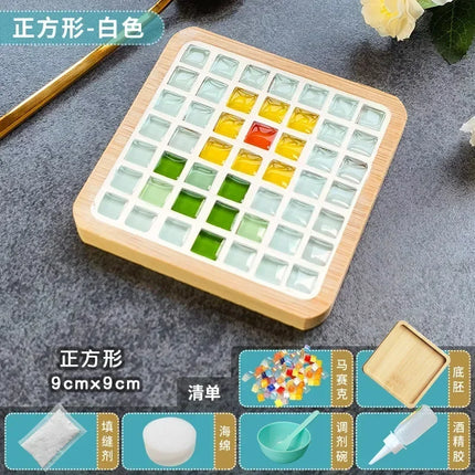 Handmade DIY Mosaic Cup Mat Bottom Bamboo Pad Heart Square Coaster Parent-Child Early Education Free Creation Handicraft Toys