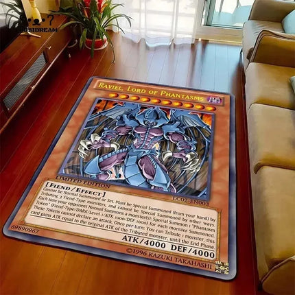 Yu-Gi-Oh Blue Eyes White Dragon Anime Non-slip Carpet Cartoon Floor Mat for Living Room Bedroom Decorative Area Rug Perfect Gift