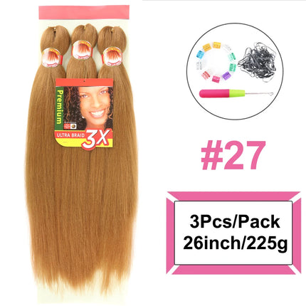 Braiding Hair Pre Stretched 3X Braid 26 Inch Ombre Braiding Hair Blonde Synthetic Fake Hair Extensions for Crochet Twist Women