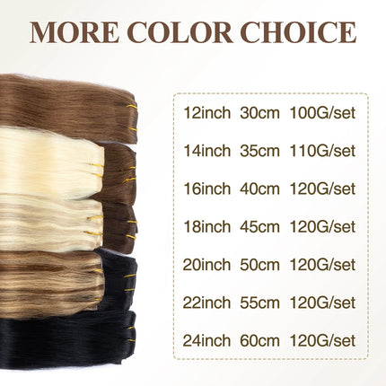 Invisible PU Weft Clip In Extension Human Hair Injected Clip in Hair Weft Machine Remy 12"-24" 7Pcs Silk Straight Clip On Hairs