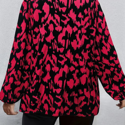 Plus Size 1XL-5XL New Women's Shirt Pattern Printed V-neck Top Long Sleeved Shirt Comfortable and Breathable