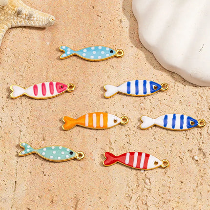 6/12pcs Stainless Steel Small Fish Enamel Pendant for DIY Jewelry Making Accessories Findings Ocean Necklace Earrings