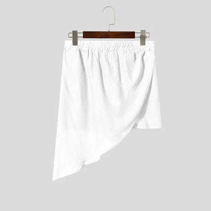 INCERUN Men's Shorts Solid Joggers Loose Summer Irregular Shorts For Man Vacation 2026 Elastic Waist Fashion Casual Men Bottoms