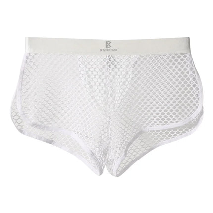 Sexy Fishnet Boxer Shorts for Men See through Transparent Underwear Panties Comfortable Nightwear Boxershorts Underpants