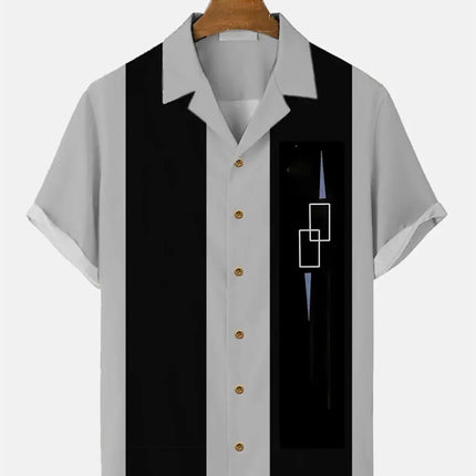 Stripes Simple Casual Dress Shirts European Size Men's Hawaiian Fashion Short Sleeve Loose Breathable Top Button Summer