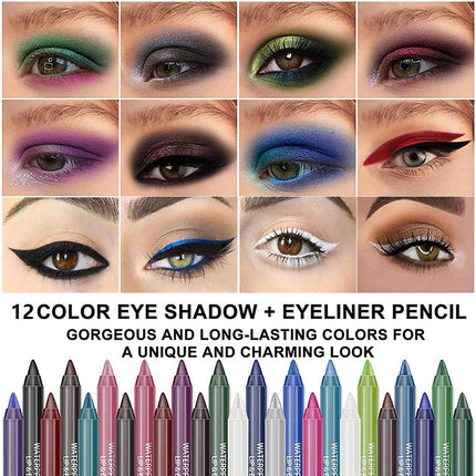 1Pc 14 Colors Eyeshadow Pen Multifunctional Highlighter Pearl Glitter Eyeliner Gel Eye Makeup Pen Monochrome Highlighter