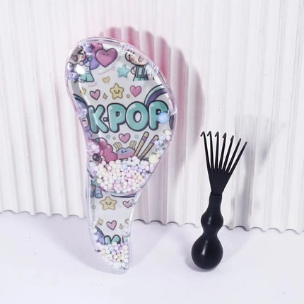 2pcs KPOP cartoon massage brush set - anti-static shower brush, comb cleaning brush cleaning tool, special for real hair wigs