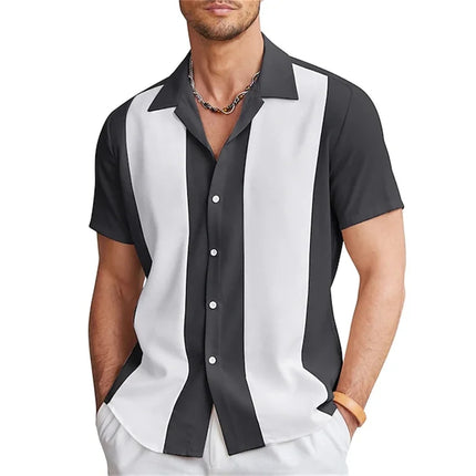 2024 Men's Gradient Striped Shirt Slim Breathable Fashion Short-sleeved High-quality Design Casual Button-down Shirts Male