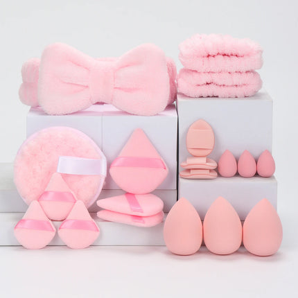 19 件 Cosmetic Puff Makeup Sponge Blender Beauty Egg Foundation Sponges Puff Wash Face Headband Wristband Make up Accessories