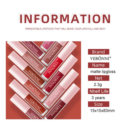 12 Color Non-stick cup Velvet Satin Gloss Lip glaze Mist Liquid matte lipstick Waterproof long-lasting color liquid