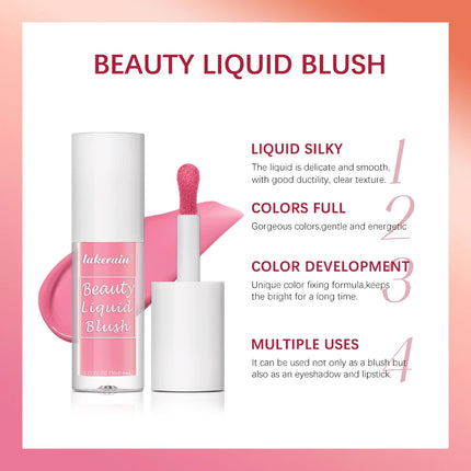 Beauty Liquid Blush Lipstick Blush Eyes Cheek Blusher Waterproof Mositure Face Contour Shadow Liquid Lip Gloss Plump Makeup