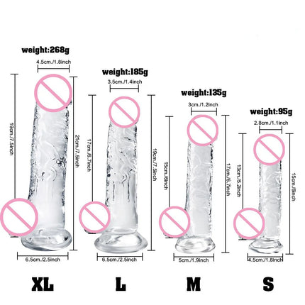 4 Sizes Realistic Soft Jelly Dildo Transparent Dildo Fake Penis Adult Sex Toy for Woman Vagina Gay Anal Butt Plug Big Dildo