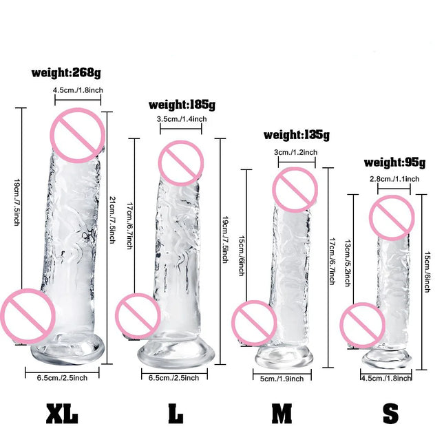 4 Sizes Realistic Soft Jelly Dildo Transparent Dildo Fake Penis Adult Sex Toy for Woman Vagina Gay Anal Butt Plug Big Dildo