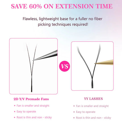 2D Y Single Tip Eyelash Extension 3D 4D W Natural Soft Wispy Eyelashes Individual False Lashes Mesh Net Cross Lash Makeup Cilio