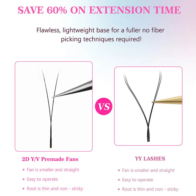 2D Y Single Tip Eyelash Extension 3D 4D W Natural Soft Wispy Eyelashes Individual False Lashes Mesh Net Cross Lash Makeup Cilio