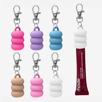 Practical Donut Silicone Keychain Cap Accessories Portable Durable Holder Keyring Compatible For Lipgloss Storage And Balm Cap