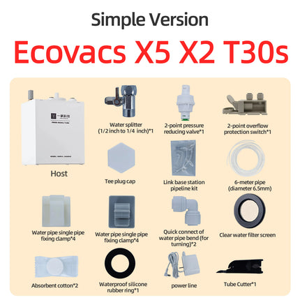 Ecovacs X11 X12 T90 X9 T50 X8 X1 Robot Vacuum Water Change Kit Auto Water Refill and Drain water hookup kit accessories Module