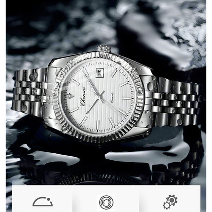 CHENXI 004D Fashion Original Classic Watches for Men Stainless Steel Band Quartz Date Display Male Sport Waterproof Wristwatch