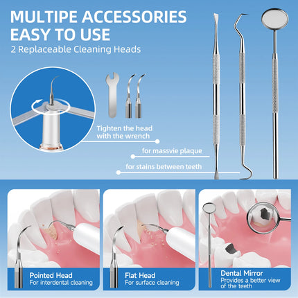 CURVY MOON T4 Electric Ultrasonic Tooth Cleaner Tartar Remover Tooth Stain Cleaning Tools Personal Teeth Whitening Home Care