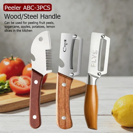 Stainless Steel 3-in-1 Kitchen Peeler Multifunction Kitchen Vegetable Peeler Fruit Slicing Knife Bottle Opener Specific Peeler