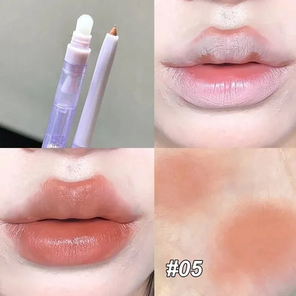 Double Headed Lip Liner Pencil Waterproof Matte Lipstick Contour Makeup Peach Pink Multi-purpose Lipliner Pencil Lips Cosmetic